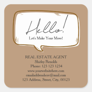 Modern speech bubble Real Estate black Square Sticker