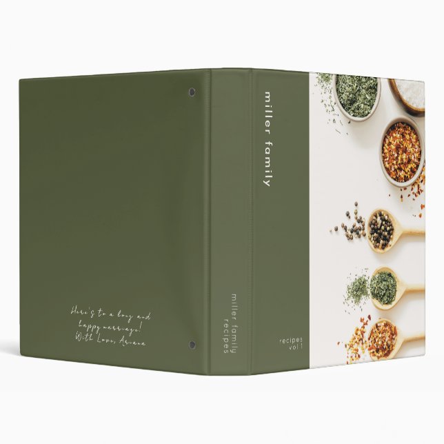 Modern Spice Family Recipe Wedding Gift Message 3 Ring Binder (Background)