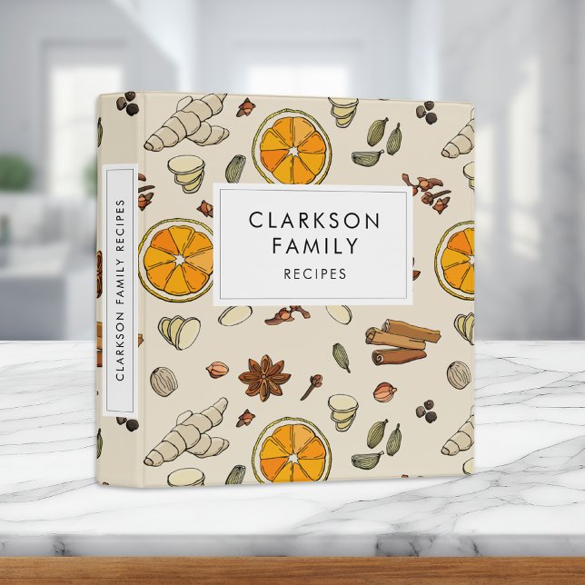 Modern Spice & Herbs Pattern Family Recipe Book 3  Ring Binder (Creator Uploaded)