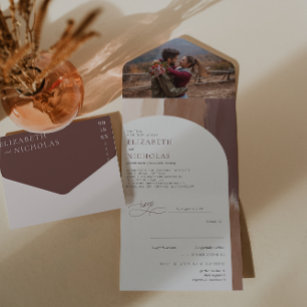 Modern Spiced Terra Cotta   Boho Wedding All In One Invitation