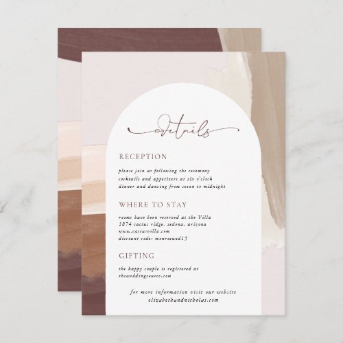 Modern Spiced Terracotta  Wedding Guest Details Enclosure Card