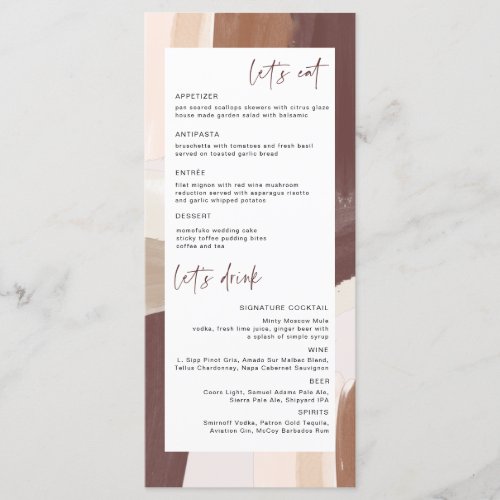 Modern Spiced Terracotta  Wedding Menu