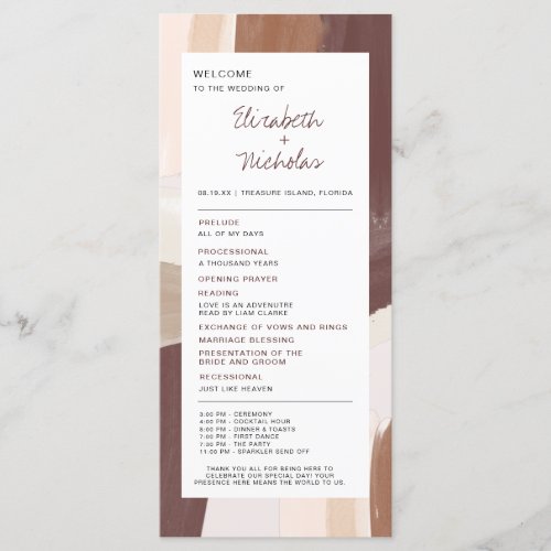 Modern Spiced Terracotta  Wedding Program