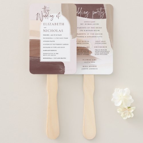 Modern Spiced Terracotta  Wedding Program Hand Fan