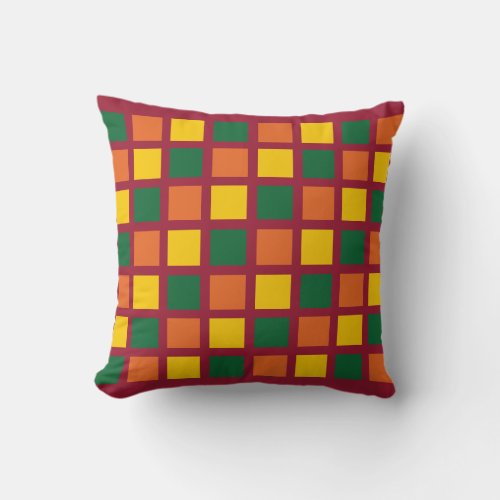 Modern Spicy Colors Geometric Squares  Throw Pillow