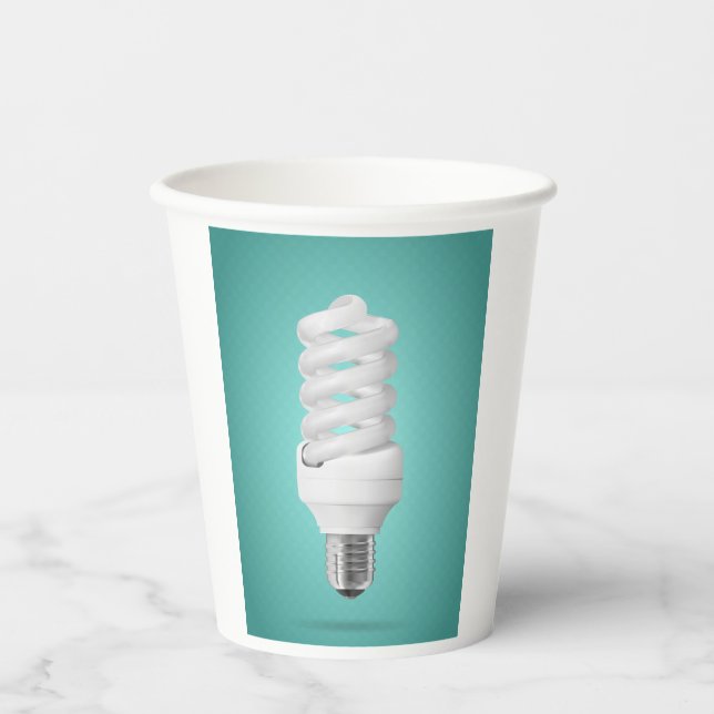 Modern Spiral Compact Fluorescent Lightbulb Paper Cups (Front)