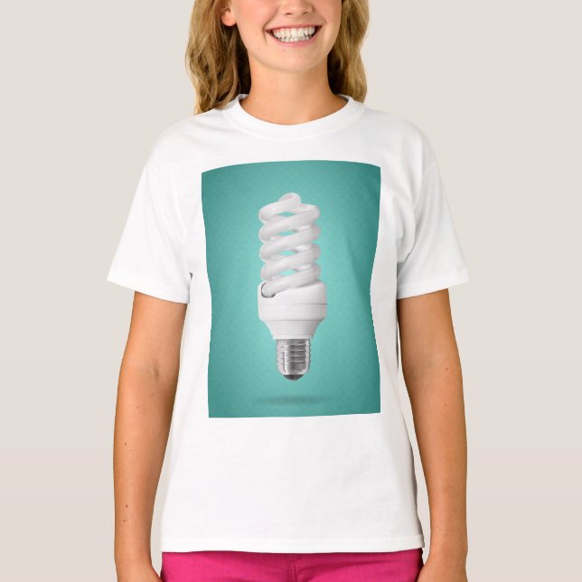 Modern Spiral Compact Fluorescent Lightbulb T-Shirt (Front)