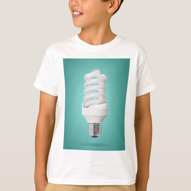 Modern Spiral Compact Fluorescent Lightbulb T-Shirt (Front)