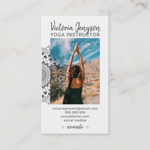 Modern spiritual mandala photo yoga business card