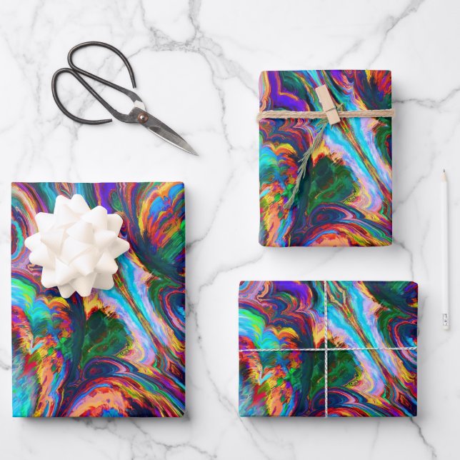 Modern Splash of Paints Wrapping Paper Sheets (Front)