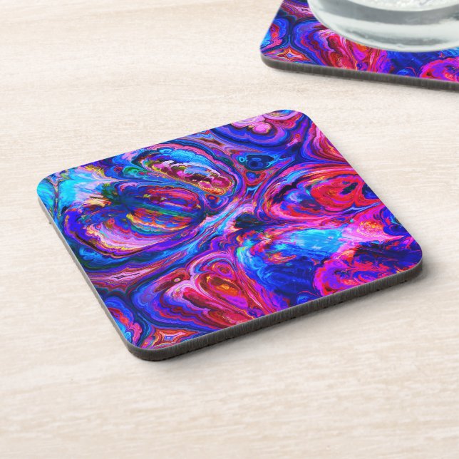 Modern Splash of Purple Hue Paints Beverage Coaster (Left Side)