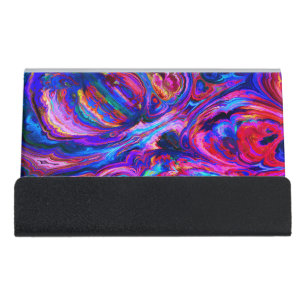 Modern Splash of Purple Hue Paints Desk Business Card Holder