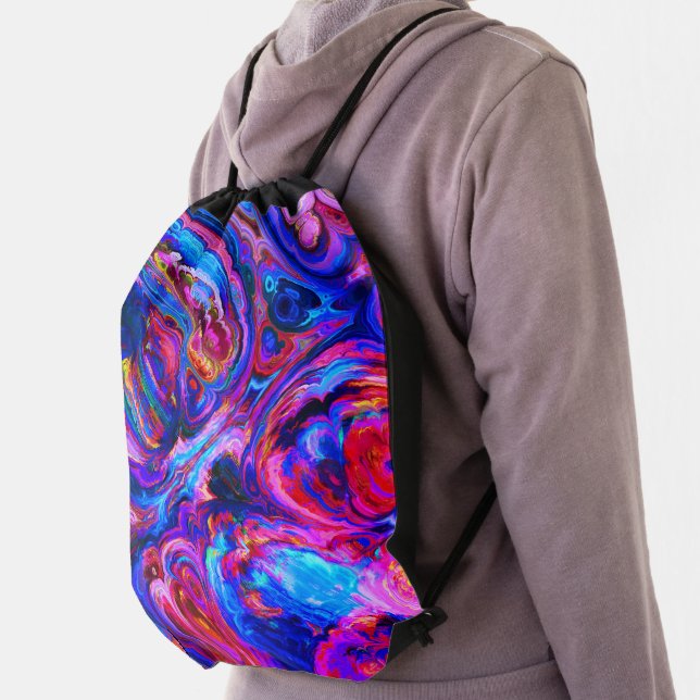 Modern Splash of Purple Hue Paints Drawstring Bag (Insitu)
