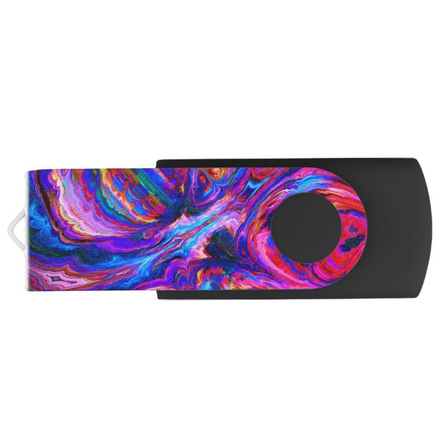 Modern Splash of Purple Hue Paints Flash Drive (Back)
