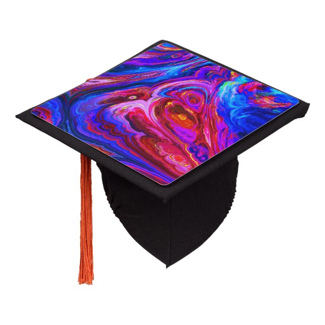Modern Splash of Purple Hue Paints Graduation Cap Topper (Angled)