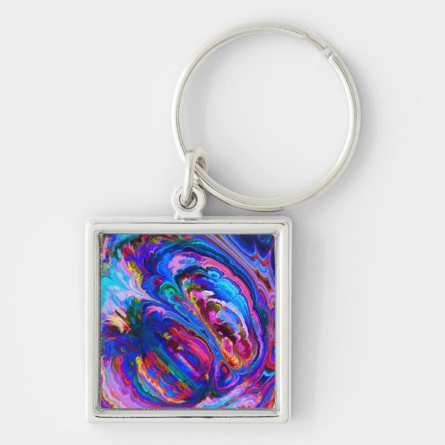 Modern Splash of Purple Hue Paints Keychain (Front)