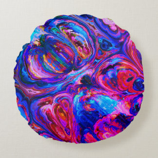 Modern Splash of Purple Hue Paints Round Pillow