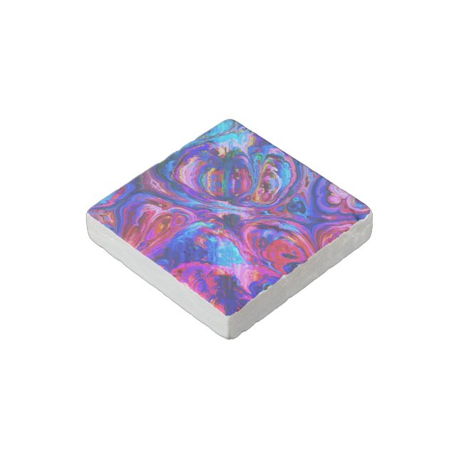 Modern Splash of Purple Hue Paints Stone Magnet (Angled)