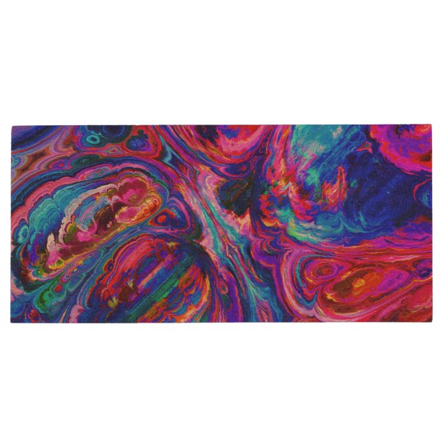 Modern Splash of Purple Hue Paints Wood Flash Drive (Back)