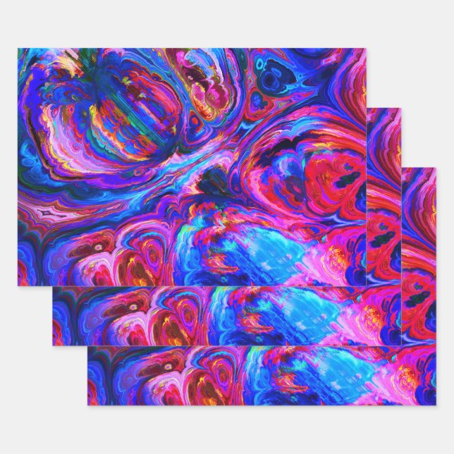 Modern Splash of Purple Hue Paints Wrapping Paper Sheets (Set)