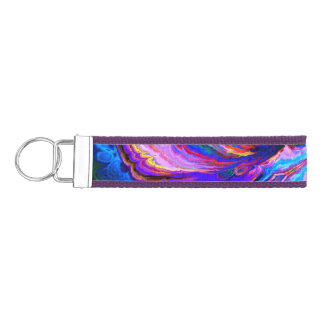 Modern Splash of Purple Hue Paints Wrist Keychain