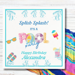 Modern Splish Splash Kids Pool Party Napkins