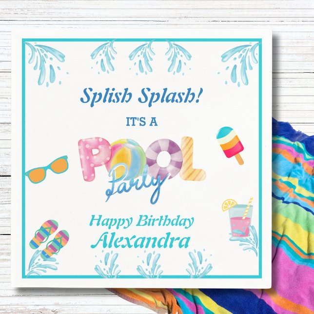 Modern Splish Splash Kids Pool Party Napkins (Creator Uploaded)
