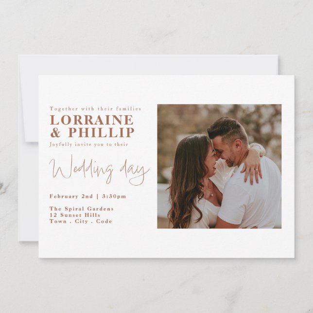 Modern Split Layout with Photo wedding Invitation (Front)