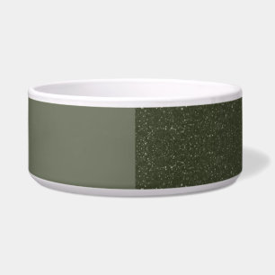Modern Split Moss Green Ceramic Pet Bowl - Custom