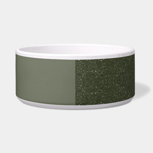 Modern Split Moss Green Ceramic Pet Bowl - Custom (Front)