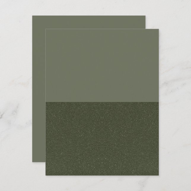 Modern Split Moss Green Flat Save The Date Card (Front/Back)