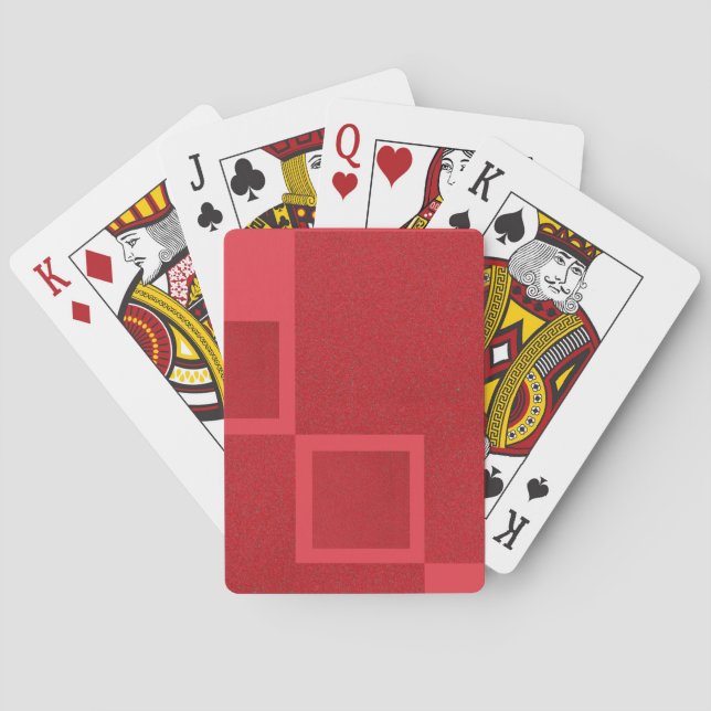 Modern Split Red Blocks Deck – Customizable Poker Cards (Back)