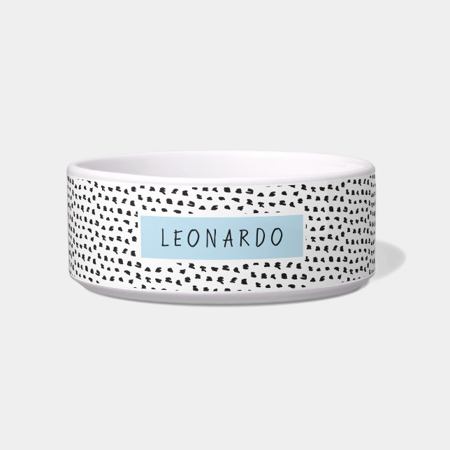 Modern Splotchy Pattern | Personalized | Blue Bowl (Front)