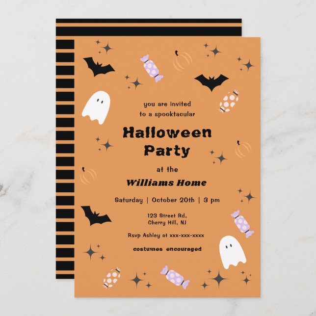 Modern Spooktacular Halloween Party Invitation (Front/Back)