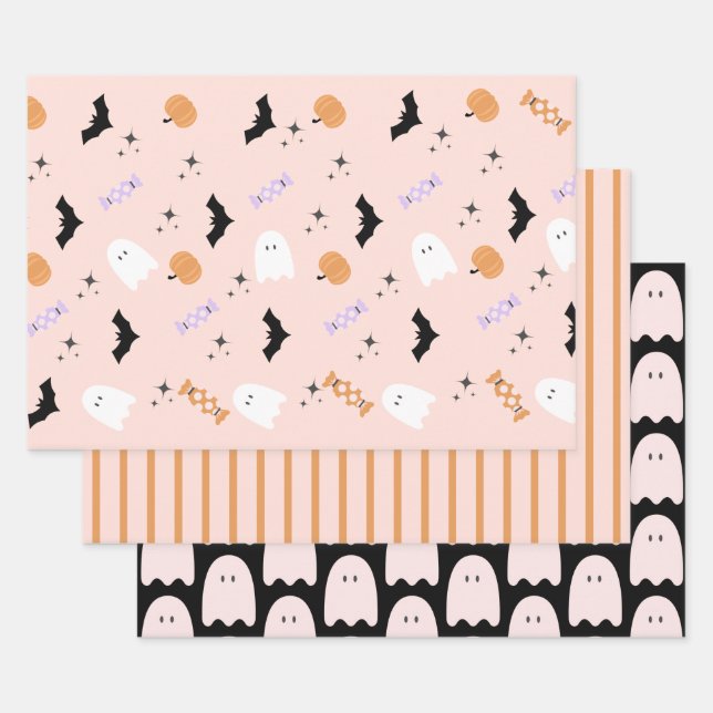 Modern Spooktacular Halloween Party Wrapping Paper Sheets (Set)