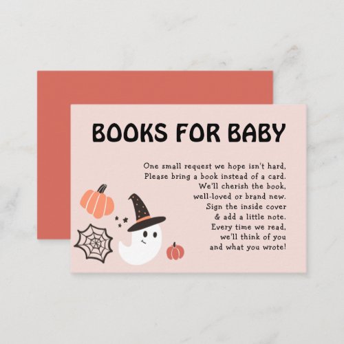 Modern Spooky Halloween Books for Baby Shower Enclosure Card
