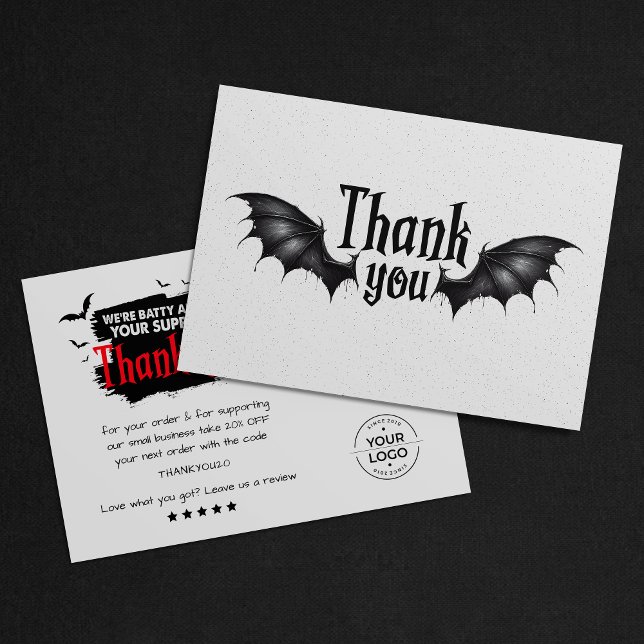 Modern Spooky Halloween QR Code Thank You Card (Creator Uploaded)