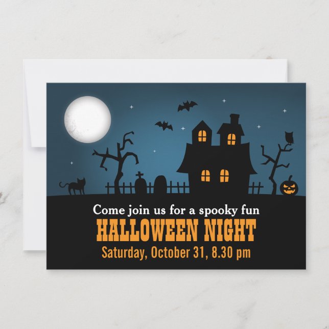 Modern Spooky Haunted House Halloween Party Invitation (Front)