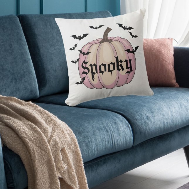 Modern Spooky Pink Pumpkin Throw Pillow (Creator Uploaded)