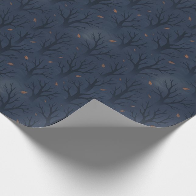 Modern Spooky Trees Halloween Seasonal Gift Wrap (Corner)