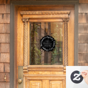 Modern Spooky Vibes Only Black and White Halloween Window Cling