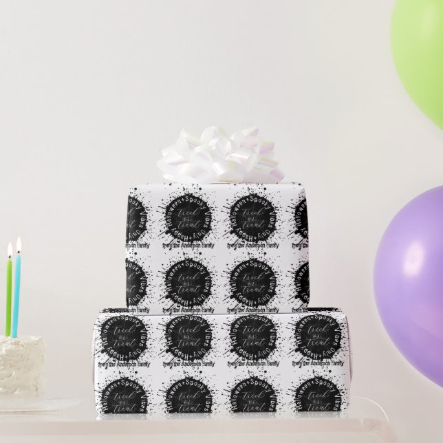 Modern Spooky Vibes Only Black and White Halloween Wrapping Paper (Party Gifts)