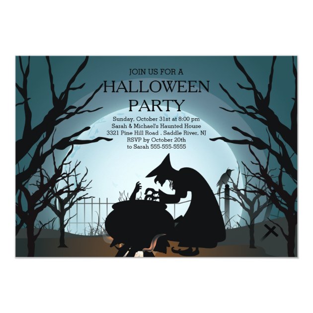 Modern Spooky Witch Halloween Party Invitation