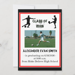 Modern Sport Senior Class Soccer Graduation Invitation