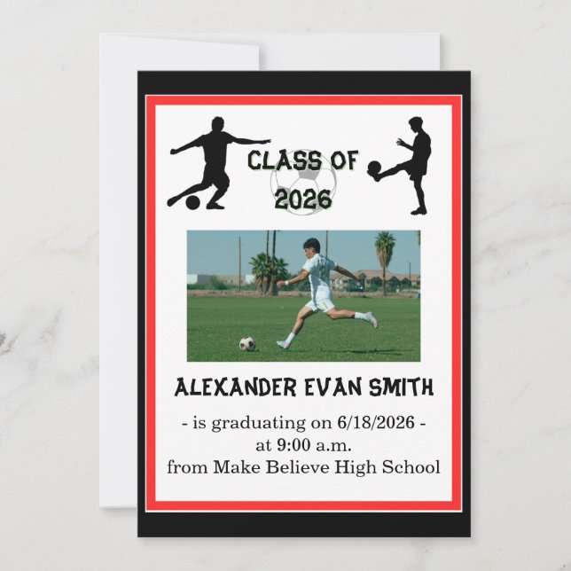 Modern Sport Senior Class Soccer Graduation Invitation (Front)