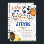 Modern Sports All Star birthday Party Invitation<br><div class="desc">All Star Sports theme invitation. This adorable invite features watercolors graphics. The text is fully customizable. You can change colors and styles of fonts.</div>