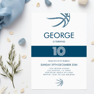 Modern Sports Basketball Boy Birthday Invitation