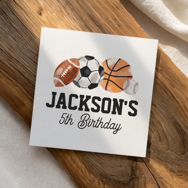 Modern Sports Birthday Party Napkins (Creator Uploaded)