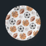 Modern Sports Birthday Party Paper Plates<br><div class="desc">Add a finishing touch to your child's birthday party decor with these sports themed paper plates.</div>