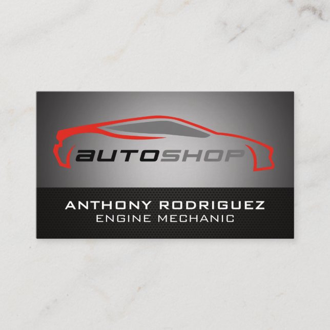 Modern Sports Car Auto Shop Business Card (Front)